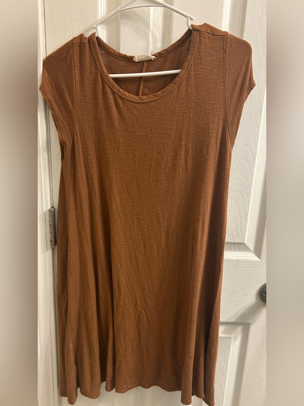 Women's Brown Scoop Neck Cap Sleeve Dress